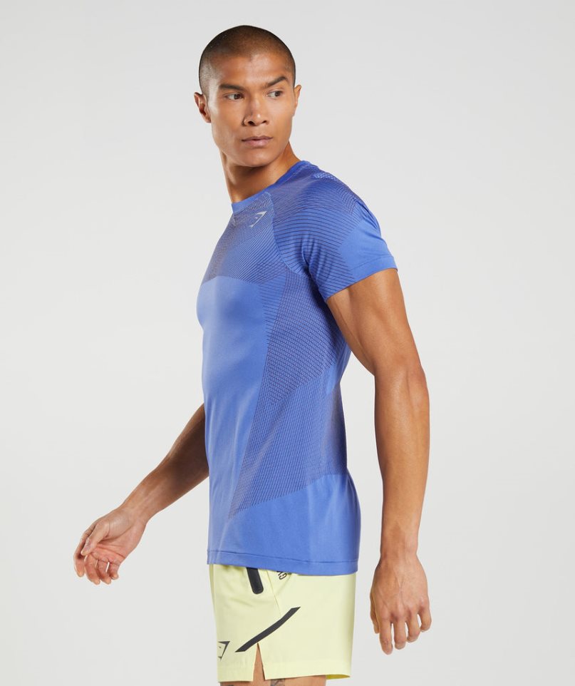 Men's Gymshark Apex Seamless T-Shirts Blue | CA 1A065D